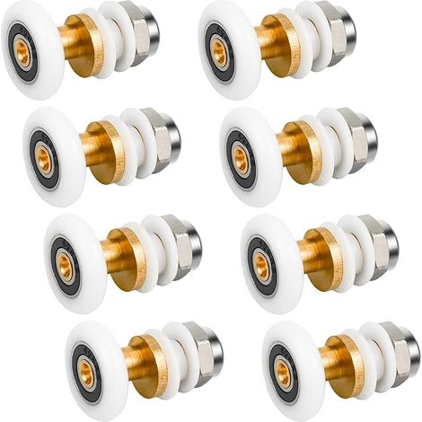8 Pièces Roulette Porte Douche, Galets de Roulettes Douche Porte Coulissante 25mm de Roulement de Rechang, Pour Remplacement de Douche Coulissante Verre Porte Coureurs Rouleaux- (1/4)