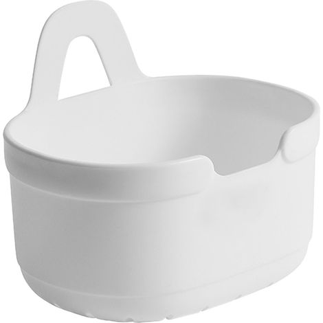 Organisateur mural en plastique blanc, grande capacité, panier de rangement suspendu respirant avec égouttage, idéal pour salle de bain et cuisine. (1/5)