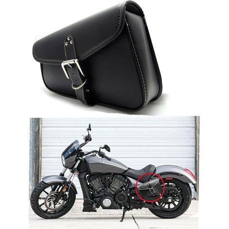 Sacoche de selle et trousse à outils pour moto, 1 pièce, en cuir PU, étanche (1/5)