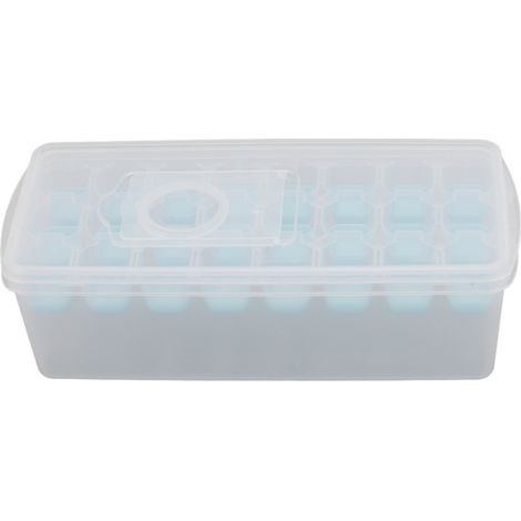Bac à glaçons empilable avec couvercle, 24 moules, facile à démouler, sain et sans BPA, idéal pour glaces, desserts et glaçons, couleur bleue. (1/5)