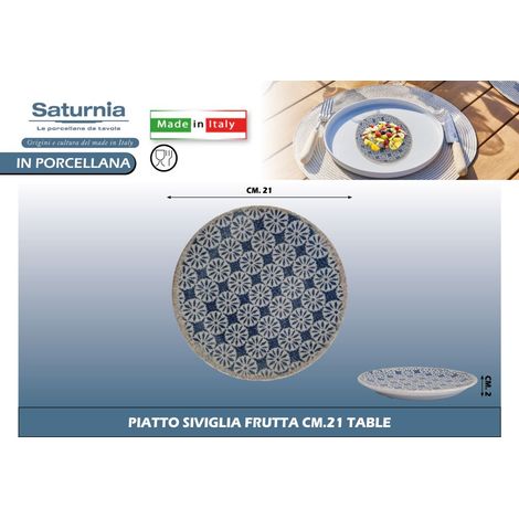 Saturnia Collezione Table Piatto Frutta D 21 Cm H 2,2 Cm Porcellana Siviglia Decorata