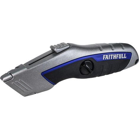 Faithfull FAITKSPRO Professional Safety Utility Knife with Retractable Blade for Safe and Precise Cutting