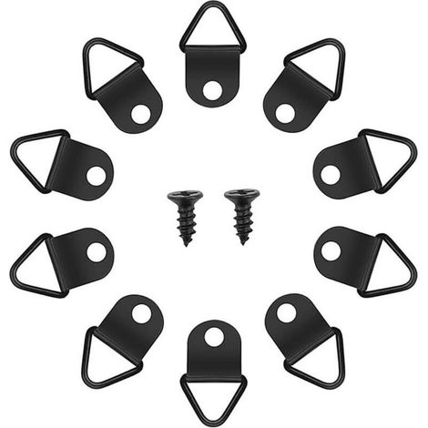 50 ganchos para colgar cuadros, no requieren perforación, fijaciones de anillo de metal para marcos de fotos, fijaciones para espejos, decoración de pared (negro) (1/5)