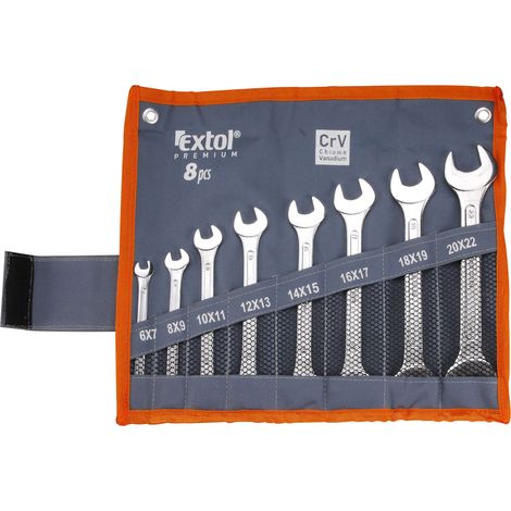 EXTOL PREMIUM Flachschlüsselsatz, 8-teilig, 6-22 mm