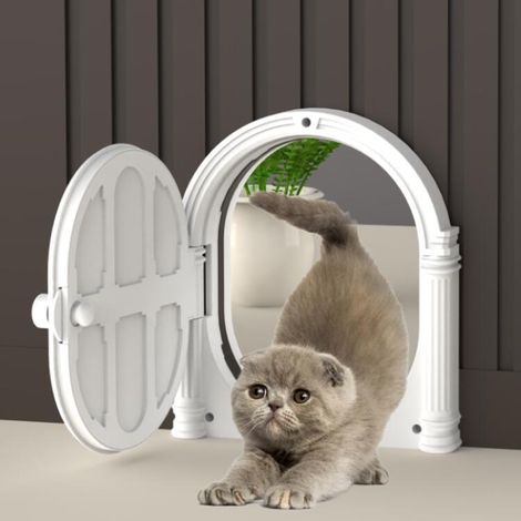 Katzenklappe für den Innenbereich, geeignet für Haustiere, Kunststoff-Ersatztür für Katzen und Hunde, geräuschdämpfendes Dichtungsdesign, passend für Standardtüren, zuverlässig für den Innenbereich (2