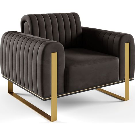 Selsey Parissa - Sessel, Samt Schwarz goldene Füße, 106 cm (1/5)