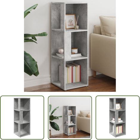 The Living Store Eckregal Betongrau 33x33x100 cm Holzwerkstoff - Eckregal - Regalsystem - Wohnraumorganisation - Stauraumlösung - Betongrau (1/5)