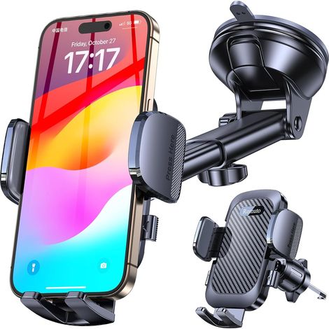 Car Phone Holder [Strongest Suction Cup] Car Phone Holder for Dashboard Air Vent [360° Rotation] Car Mobile Phone Mount for iPhone, Samsung, and E-readers (1/5)