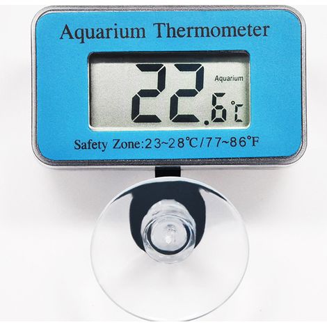 Thermomètre numérique pour aquarium avec thermomètre d'aquarium et ventouse pour température de l'eau (bleu), 1 pièce (1/4)