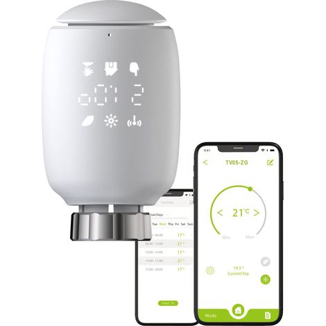 Thermostat Radiateur Valve, Thermostat Programmable Intelligent, Chauffage de Température, eTRV, Alexa, Googlehome Voice Control (1/5)