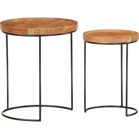 Maison Exclusive - 2-tlg. Couchtisch-Set Massivholz Akazie und St (1/5)