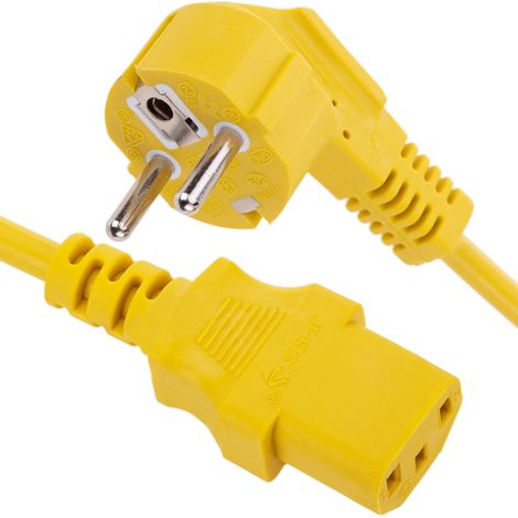 BeMatik - Cordon électrique IEC60320 C13 à Schuko couches en jaune 3m (1/5)