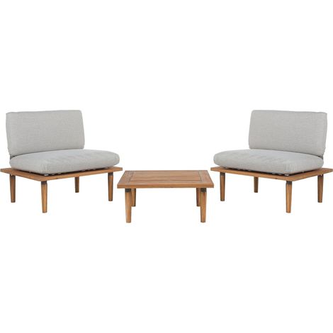 Garden Lounge Set with Table 2 Seater FRASCATI Modular Certified Acacia Wood Light Grey