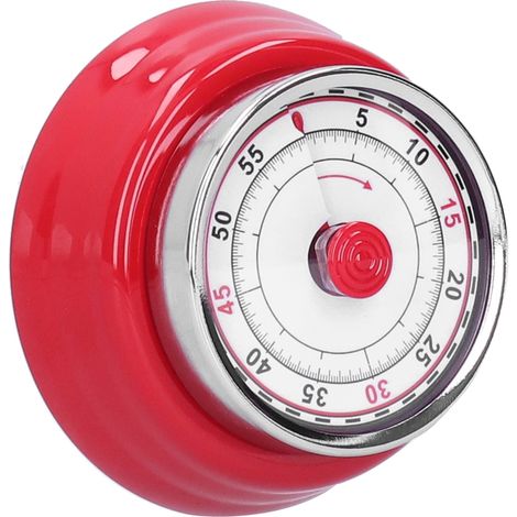 Minuteur de cuisine mécanique, horloge ronde pour cuisiner et étudier, gestionnaire de temps pour étudiants, rouge (1/5)