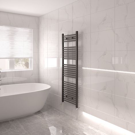 Bathroom Mordern Heated Towel Rail Radiator Central Heating Ladder Warmer 1500x500mm Anthracite Straight