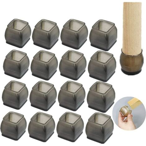 16 Pièces Capuchons de Chaise, Capuchons de Pied de Chaise en Silicone élastique et Capuchons de Pied de Table, Capuchons de Pied de Chaise avec Feutre Antidérapant, Coussinets de Protection des Jambe (1/5)