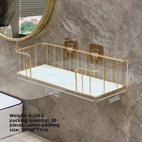 Estantería de baño para gel de ducha y cosméticos, no requiere taladrar (tamaño pequeño, platino). (1/5)