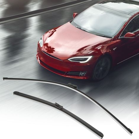 (T04) OEM: 1051495-00-A (links) 1051496-00-A (rechts) Scheibenwischer vorne links + rechts, 27 Zoll. Passend für Tesla Model S 2012–2023. (1/5)