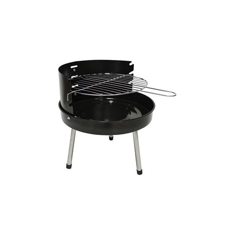 Barbecue de table rond à charbon de bois, réglable en hauteur, en acier émaillé avec grille en acier inoxydable.