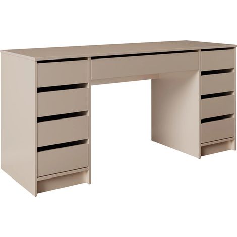 Bureau droit beige 154x76cm avec tiroirs – Matériau stratifié – Bords protégés par ABS – Fabriqué en Union Européenne