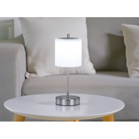 Kabellose Akku Tischleuchte RIVA Silber / Opalglas dimmbar, Höhe 34,5cm (1/5)