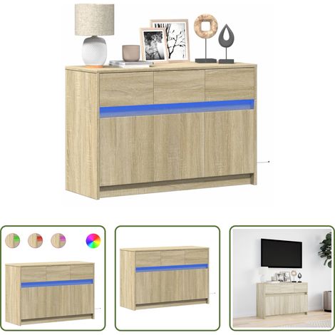 LED-Beleuchtung -  TV-Schrank mit LED-Beleuchtung Sonoma-Eiche 91x34x61 cm (1/5)