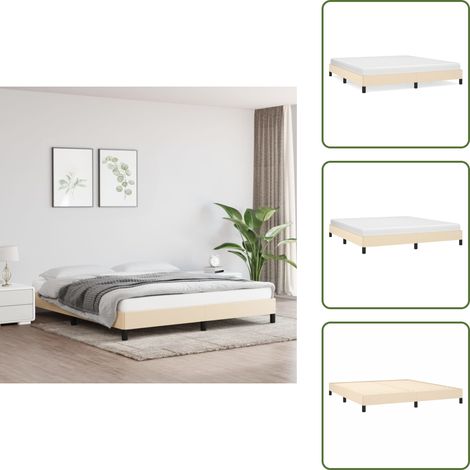 Bettgestell ohne Matratze Creme 180x200 cm Stoff - Bettrahmen - Doppelbett - Cremefarbenes Bett - Lattenrost - Boxspringbetten (1/5)