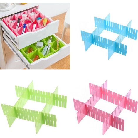 TrAdE Shop Traesio - Set 2 Divisori 43x13 Cm Divisorio Cassetti In Plastica Organizza Divide Ordine - (1/3)