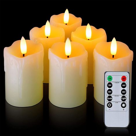 Flammenlose Echteswachs LED Kerzen mit Fernbedienung, 400 Stunden+ Teelichter mit Timer, flackernde Votivkerzen, 5,1 x 7,6 cm Kerzen mit batterie 6 Stück für Hochzeit (1/5)