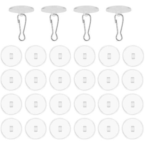 Lot de 30 crochets de plafond transparents autocollants sans perçage, crochets de support de plafond avec clips pour mât de drapeau, crochets décoratifs pour suspendre des carillons éoliens, sa (1/5)