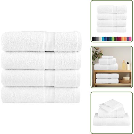 50 x 100 cm - vidaXL Premium Handtücher SOLUND 4 Stk. Weiß 50x100 cm 600 g/m² - 600 g/m² (1/5)