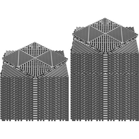 Mophorn Ineinandergreifende Drainagematten Set (50-tlg.) 31 x 31 cm, Rutschfeste Klickfliesen aus PP für Garagenboden, Modularer Bodenbelag für Bad, Pool und Außenbereiche, Selbstentwässernd, Grau (1/5)