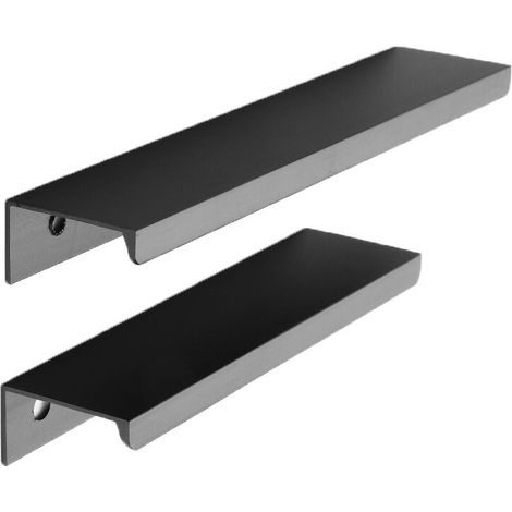 Set of 6 Black Handles, Black Cabinet Handles - Invisible Handles, Black Kitchen Cabinet Handles, Matte Black Aluminum Alloy Cabinet Handles, 96mm Hole Center Distance (1/5)