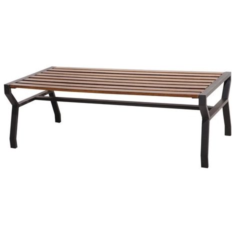 TAVOLO VALY IN ACCIAIO CON DOGHE IN LEGNO 122X60XH42 cm (1/2)