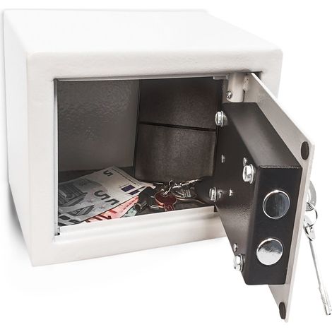 Relaxdays Mini Cassaforte a Muro, Piccola Cassetta di Sicurezza in Acciaio, Safe, HxLxP: 17 x 23 x 17 cm, Grigio Chiaro (1/5)