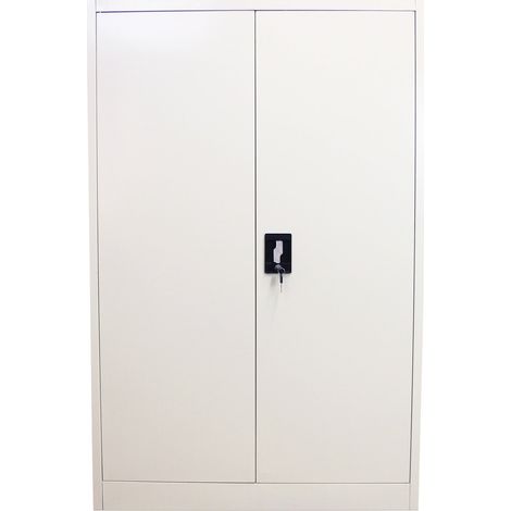 MonsterShop - Armadietto Grigio Chiaro in Metallo Solido per Casa e Ufficio con 2 Porte e 3 Piani Regolabili 140cm x 90cm x 40cm