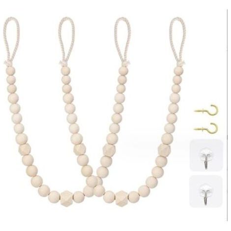 FENOPLASTICACouleur Bois,2 Pièces Bohème Embrases pour Rideaux, Attaches Rideaux, Embrasses à Rideaux - pour Mur,Ferme,fenêtre,Chambre à Coucher,Salle à Manger (1/5)