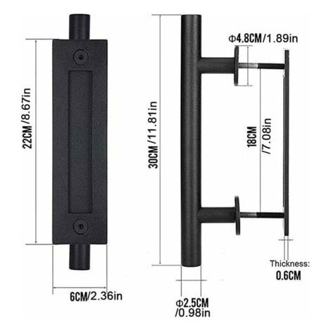 2pcs Poignée de Porte de Grange, Poignée de Porte Coulissante, Poignée de Porte de Grange Robuste, Tirez la Poignée pour Le Garage, Poignée de Traction de Porte, Coulissante Poignee de Porte, pour Pou (1/4)