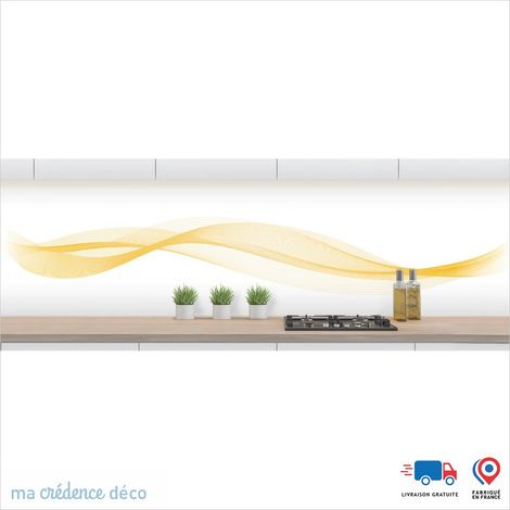 Crédence : Courbes 2 - Couleur Jaune Colza - Alu composite - 120 - 60 (1/3)