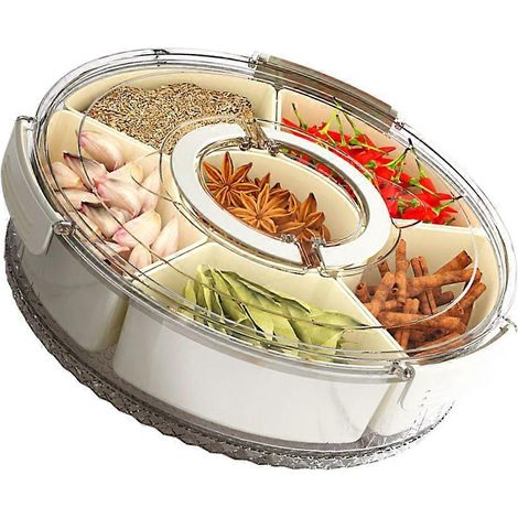 Boîte de rangement rotative de grande capacité avec séparateurs pour une fraîcheur optimale (1/4)