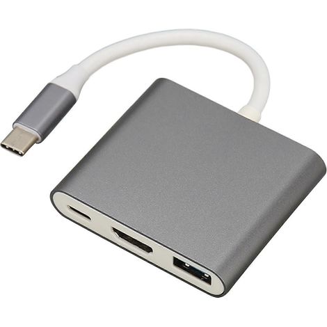 3-in-1 Multiport-USB-C-Hub mit HDMI-Schnittstelle, USB 3.0- und USB-C-Anschluss, kompatibel mit Windows und macOS, vielseitiger Adapter (1/5)