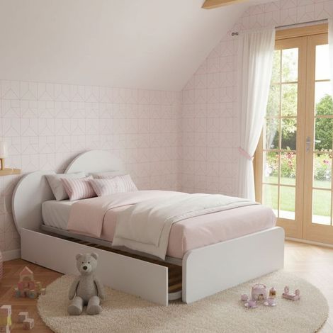 Letto a cuore 1 piazza e mezza con secondo letto estraibile - Perfetto per camerette - Bianco