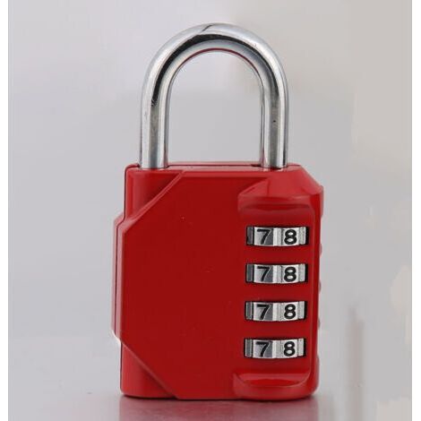 4-Digit Combination Padlock for Gym, School, Outdoor and Employee Locker, Red (1/5)