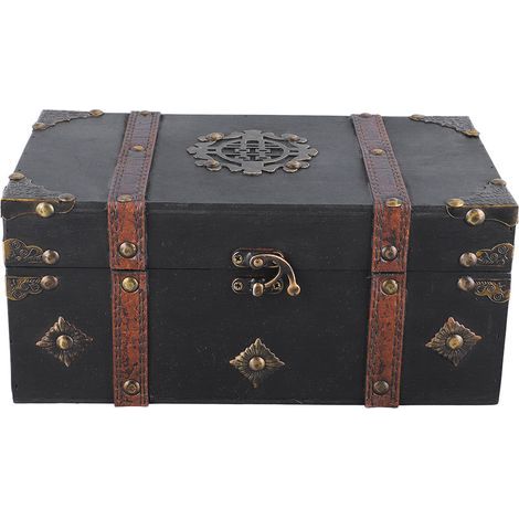 Vintage-Retro-Holztruhe, multifunktionale Aufbewahrungsbox für Schmuck und Dokumente (1/5)