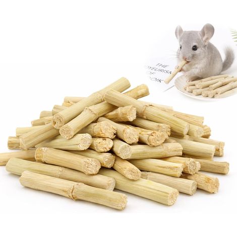 120 g natürlicher Bambus-Beißring für Kaninchen, Beißring für Haustiere, Bambusstab für Kaninchen, Hamster, Meerschweinchen, Chinchillas (120 g süßes Kauspielzeug)