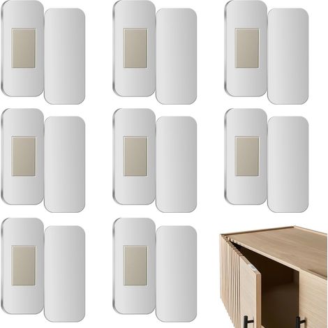 8 paires de verrous magnétiques pour placards, aimants puissants pour portes de placard avec adhésif, fixations magnétiques sans perçage pour portes de cuisine, armoires et tiroirs, faciles (1/5)