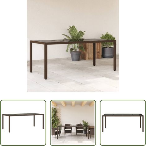 vidaXL Poly Rattan - Gartentisch mit Glasplatte Braun 190x90x75 cm Poly Rattan (1/5)