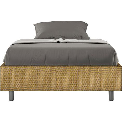 Letto 1 Piazza e Mezzo Sommier 120x190 cm con Rete e Contenitore Azelia Labirinto 06 Giallo (1/5)