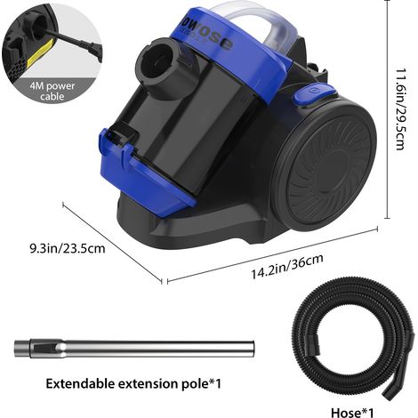 Aspirateur cyclonique sans sac puissant avec brosse pour animaux, filtre HEPA, 3600 W