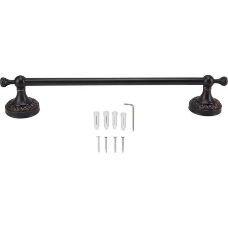 Porte-serviettes mural de salle de bain, barre porte-serviette 40 cm pour mur, cuisine, accessoires de quincaillerie de salle de bain (noir) (1/5)